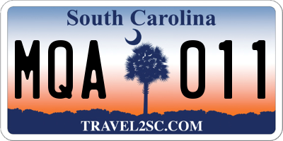 SC license plate MQA011