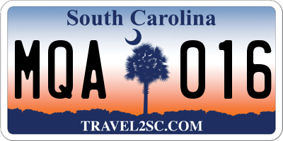 SC license plate MQA016
