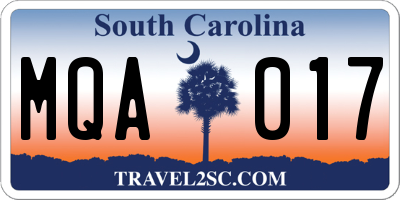 SC license plate MQA017