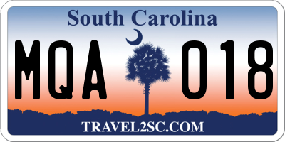 SC license plate MQA018
