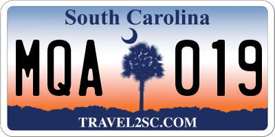 SC license plate MQA019