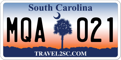 SC license plate MQA021
