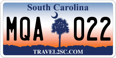 SC license plate MQA022