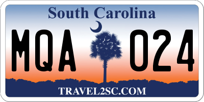 SC license plate MQA024