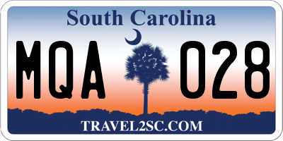 SC license plate MQA028