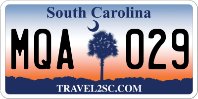 SC license plate MQA029
