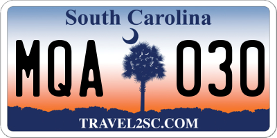 SC license plate MQA030