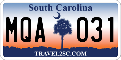 SC license plate MQA031