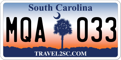 SC license plate MQA033