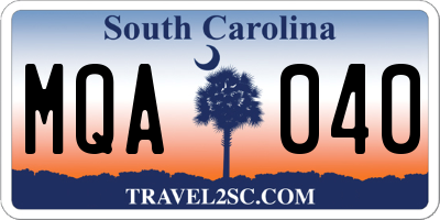 SC license plate MQA040