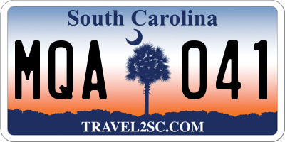 SC license plate MQA041