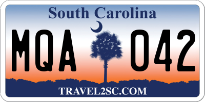 SC license plate MQA042