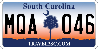 SC license plate MQA046