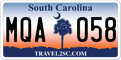 SC license plate MQA058