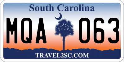 SC license plate MQA063