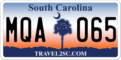 SC license plate MQA065