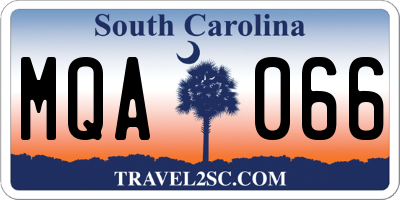 SC license plate MQA066