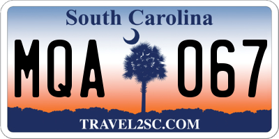 SC license plate MQA067