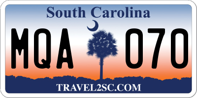 SC license plate MQA070