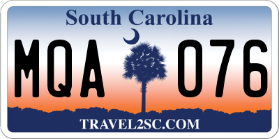 SC license plate MQA076