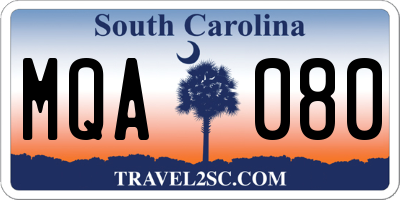 SC license plate MQA080