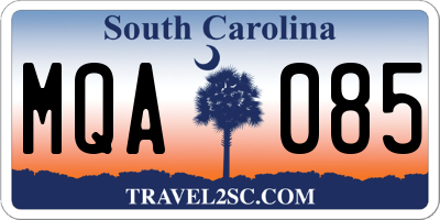 SC license plate MQA085
