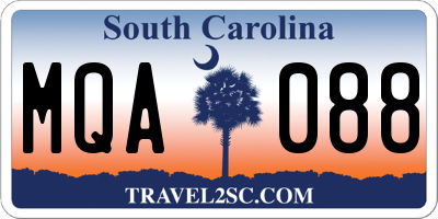 SC license plate MQA088