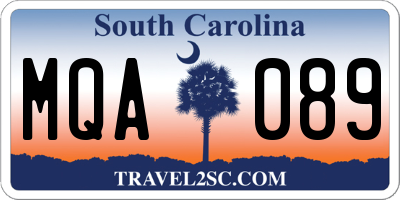 SC license plate MQA089