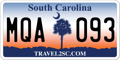 SC license plate MQA093