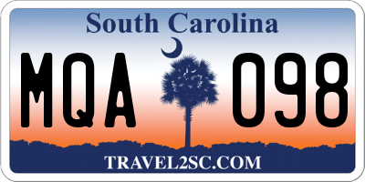 SC license plate MQA098