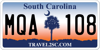 SC license plate MQA108