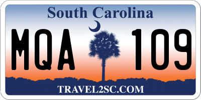 SC license plate MQA109
