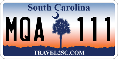 SC license plate MQA111