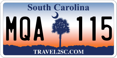 SC license plate MQA115