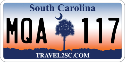 SC license plate MQA117