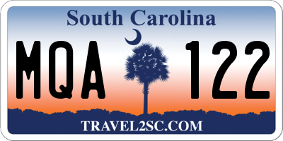 SC license plate MQA122