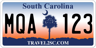 SC license plate MQA123