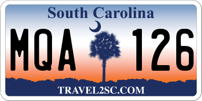 SC license plate MQA126