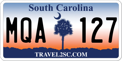 SC license plate MQA127