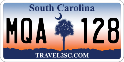 SC license plate MQA128