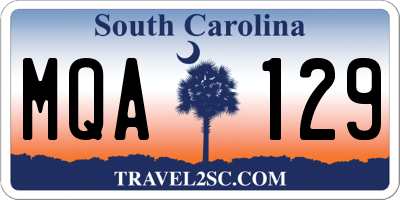 SC license plate MQA129