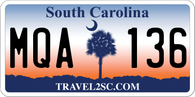 SC license plate MQA136
