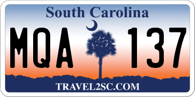 SC license plate MQA137