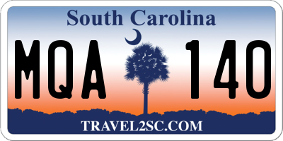 SC license plate MQA140