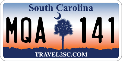 SC license plate MQA141