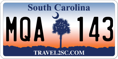 SC license plate MQA143