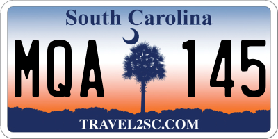 SC license plate MQA145
