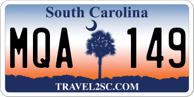 SC license plate MQA149