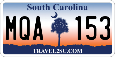 SC license plate MQA153