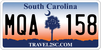 SC license plate MQA158